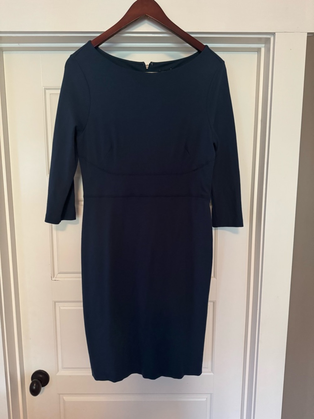 Ann Taylor Navy Long Sleeve Sheath Dress